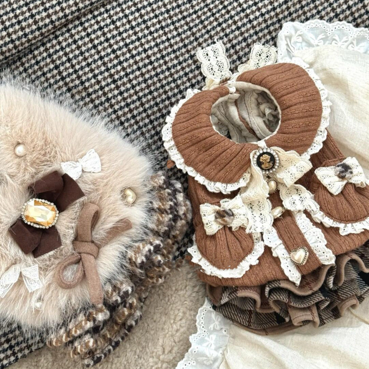 秋冬狗狗泰迪犬衣服小体熊博美保暖可爱宠物猫猫咪加绒加厚棉裙