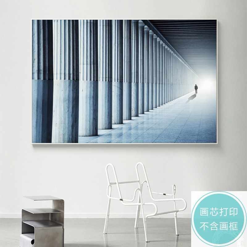北欧现代风景建筑一路向前床头背景墙工业风挂画装饰画芯抽象画芯图片