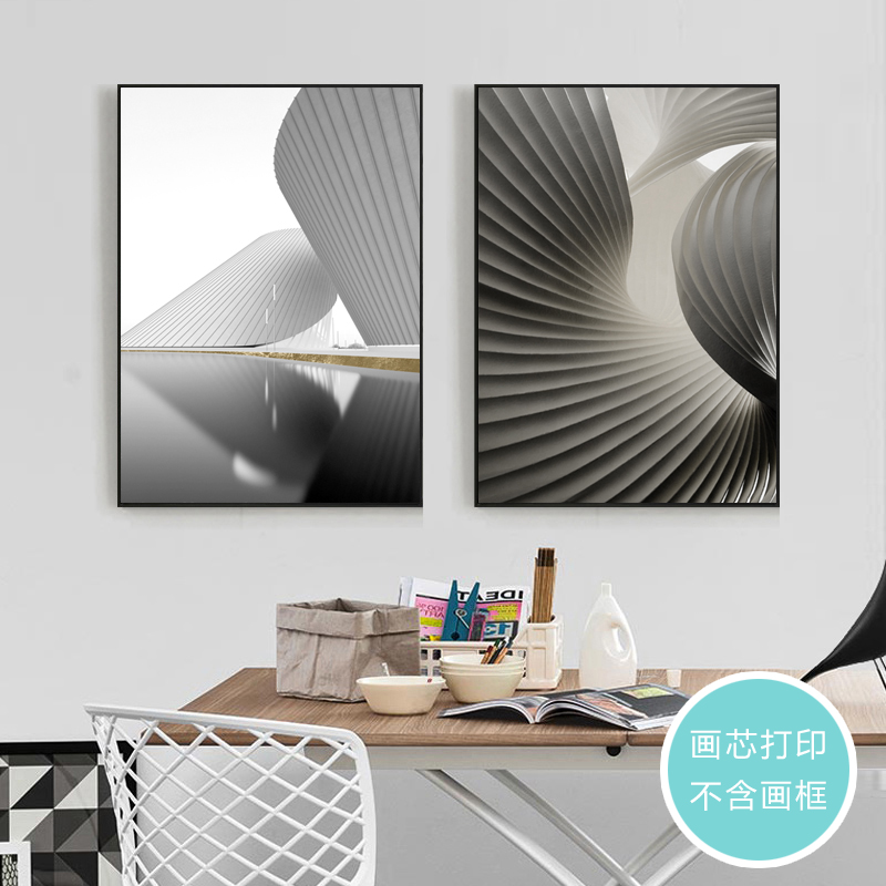现代极简工业风立体空间轻奢抽象几何线条挂画办公室玄关装饰画心图片