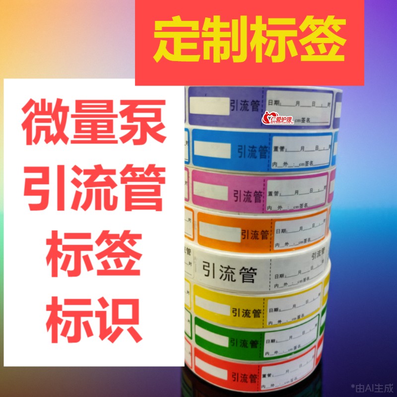 微量泵引流管标签注射器留置管延长管标识肌松药品输液导管引流袋