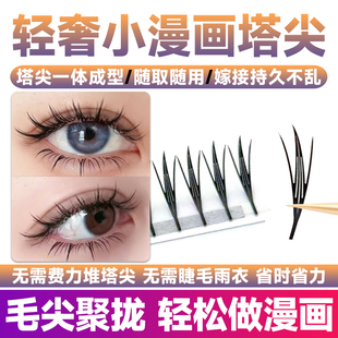 轻奢小漫画款塔尖睫毛嫁接羽翼山茶花神湿睫毛雨衣新款美睫店专用