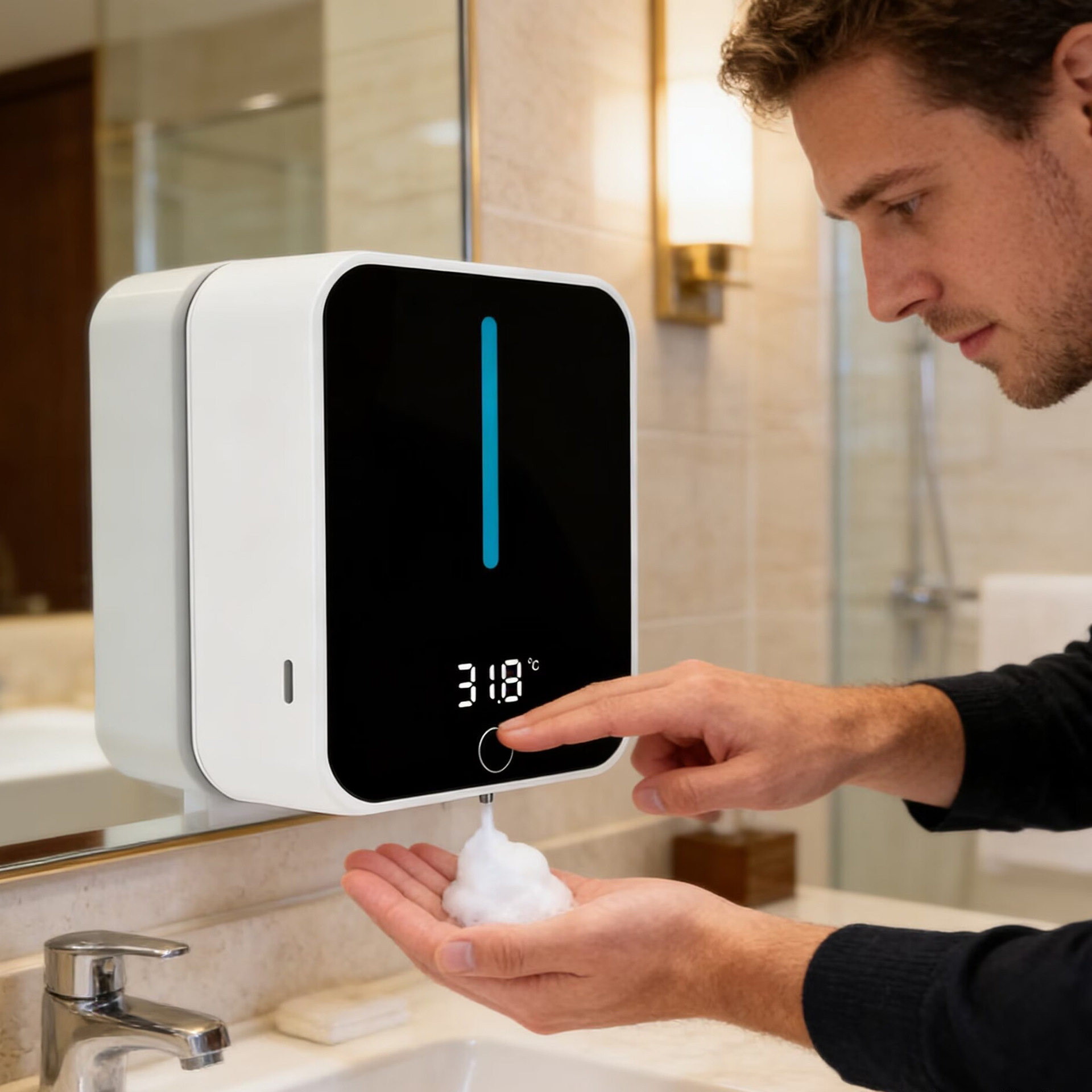 智能感应皂液器凝胶酒精洗手机自动泡沫洗手液皂液机壁挂式充电版