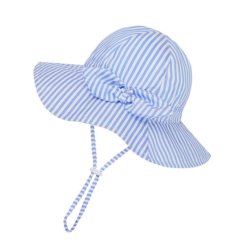 新款夏季儿童宝宝六片蝴蝶结遮阳帽防风防晒渔夫帽婴儿帽子