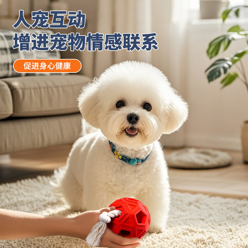 橡胶穿绳绣球互动可解闷狗狗玩具咬不烂释放精力磨牙益智宠物玩具