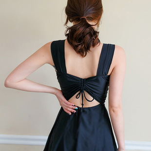 平角游泳衣女遮肚温泉泳装 直销大码 钢托聚拢性感保守分体裙式