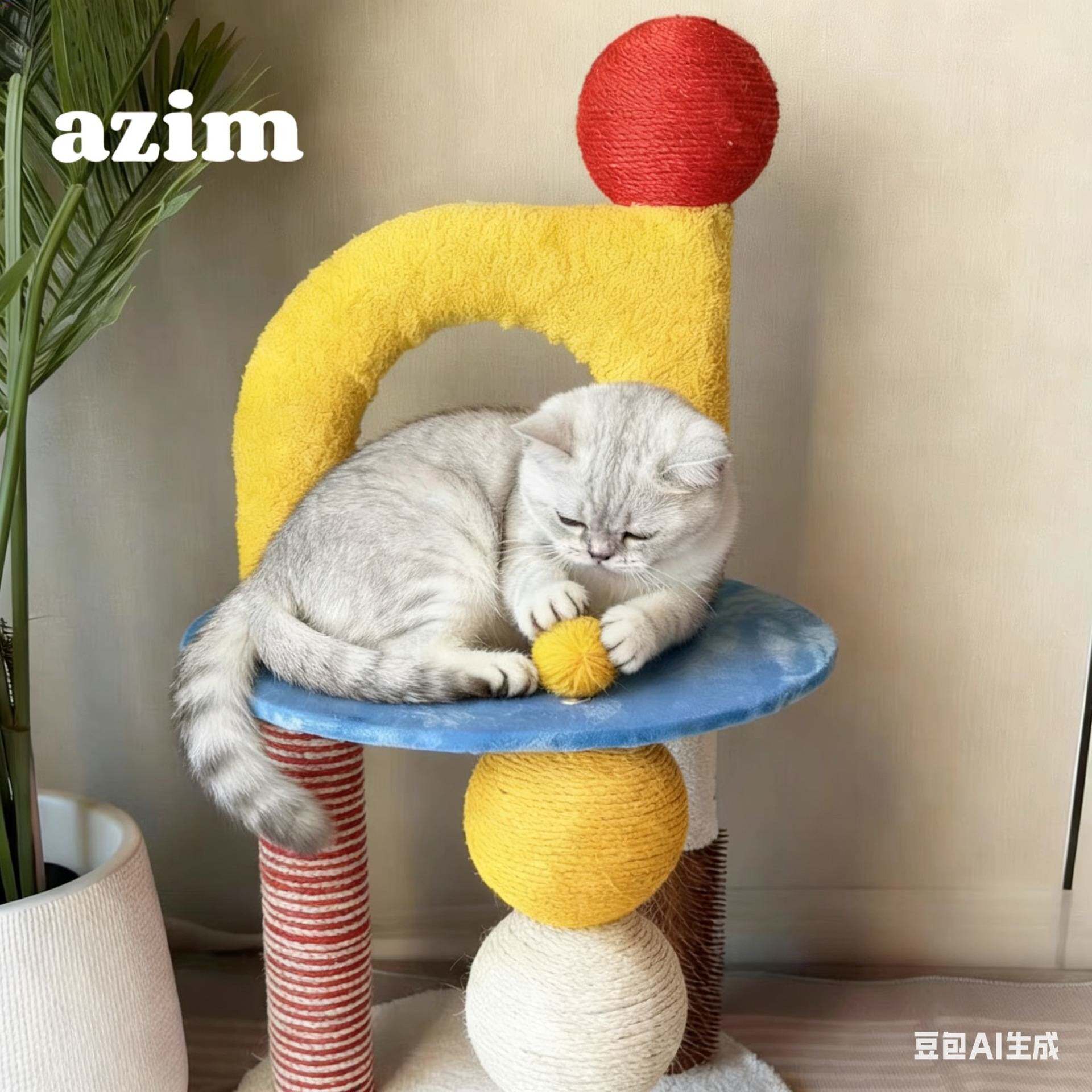 流行色 多巴胺彩色猫爬架猫抓板一体小型猫跳台家用猫架子玩具猫图片
