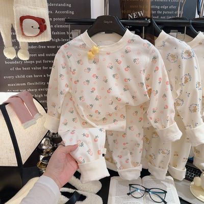 A类100棉纯棉有机棉无骨儿童秋衣秋裤套装男童女童宝宝长袖家居服