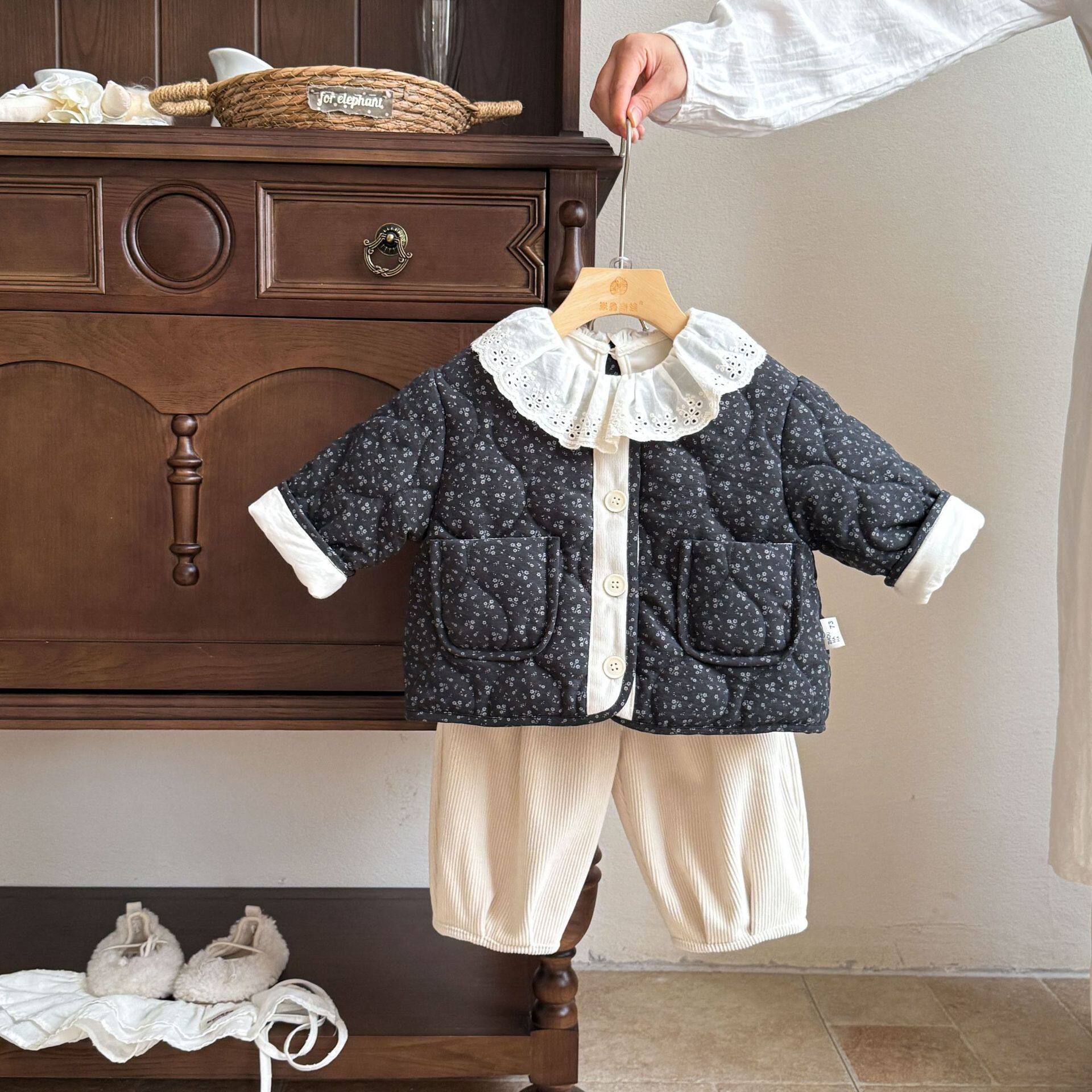 婴儿衣服秋冬季女宝宝套装加厚深秋婴幼儿一岁时尚冬款保暖三件套