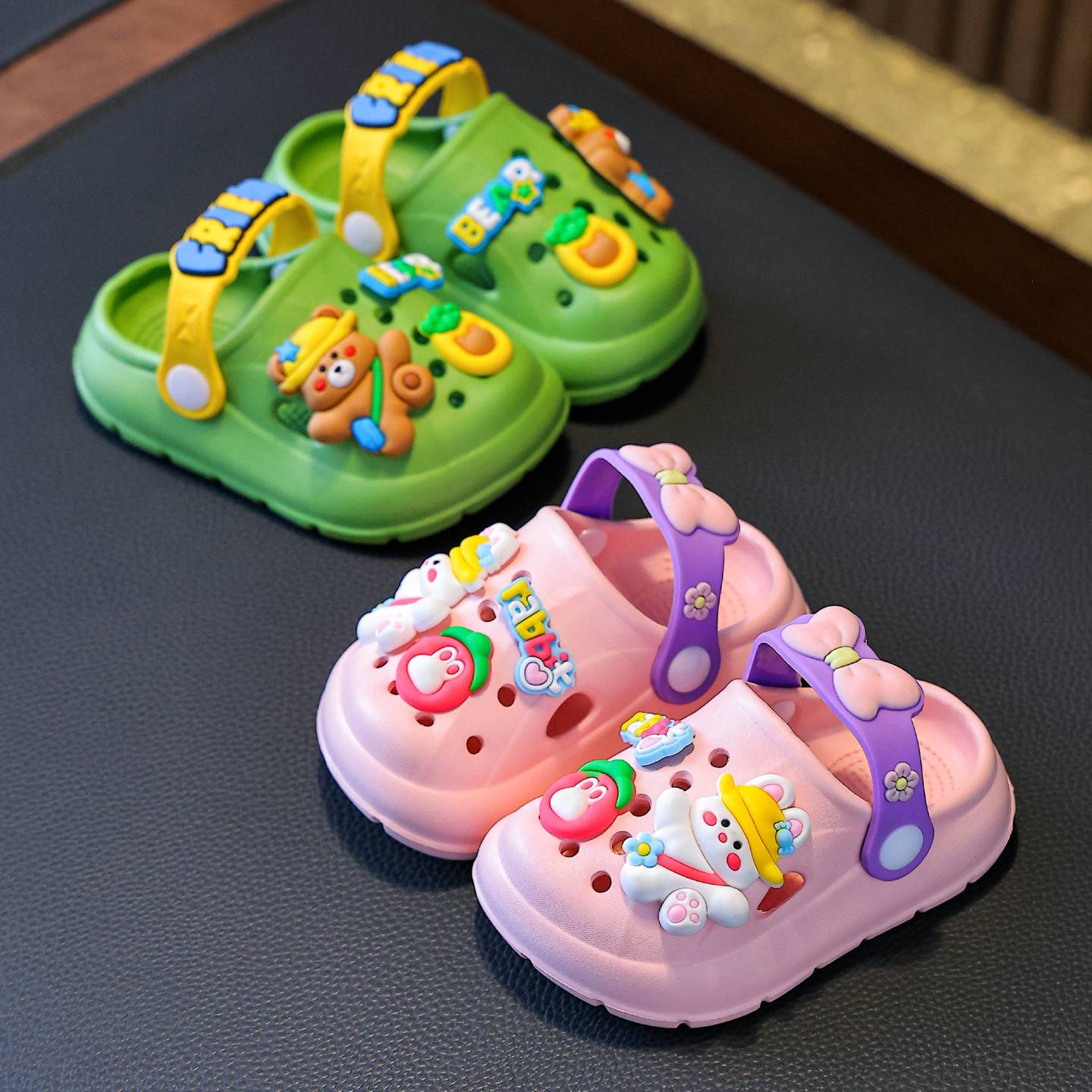 儿童拖鞋夏季男童卡通婴幼儿女童宝宝家居室内软底防滑包头洞洞鞋