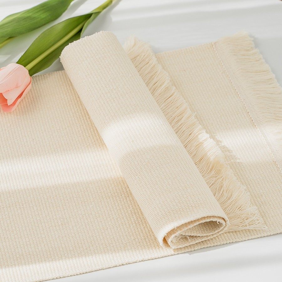 日式棉麻编织餐垫杯垫隔热垫白色茶台垫透气吸水拍照道具家用ins,居家布艺,餐垫,淘宝优惠券,粉丝福利购,淘宝优惠卷