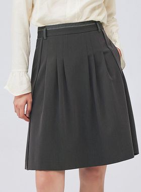 D-HARRY/迪哈利秋季新款复古文艺百搭灰色短裙DH233M96515D