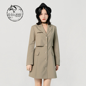 领裙子DH231J95907D 羊毛西装 HARRY 迪哈利卡其色连衣裙春新款