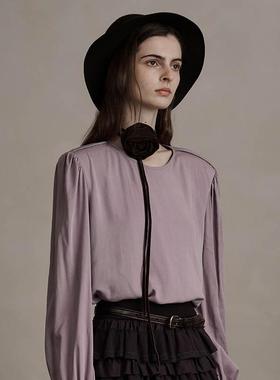 D-HARRY/迪哈利2024冬季新款简约宽松浅紫色长袖单衣DH244R97773D