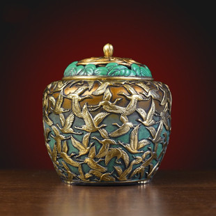 纯黄铜祥云仙鹤香炉摆件千鹤家用室内客厅檀香熏炉茶道香插工艺品