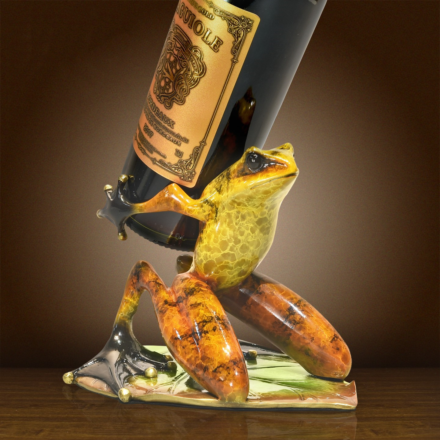 纯铜红酒架青蛙桌面摆件大号创意客厅电视柜酒柜餐边柜高级感装饰