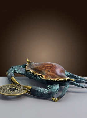 黄铜招财中式客厅螃蟹摆件