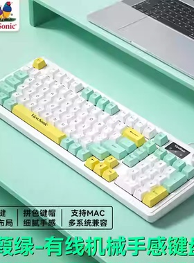 ViewSonic优派KU127三拼色机械手感键盘98键配列有线办公游戏通用