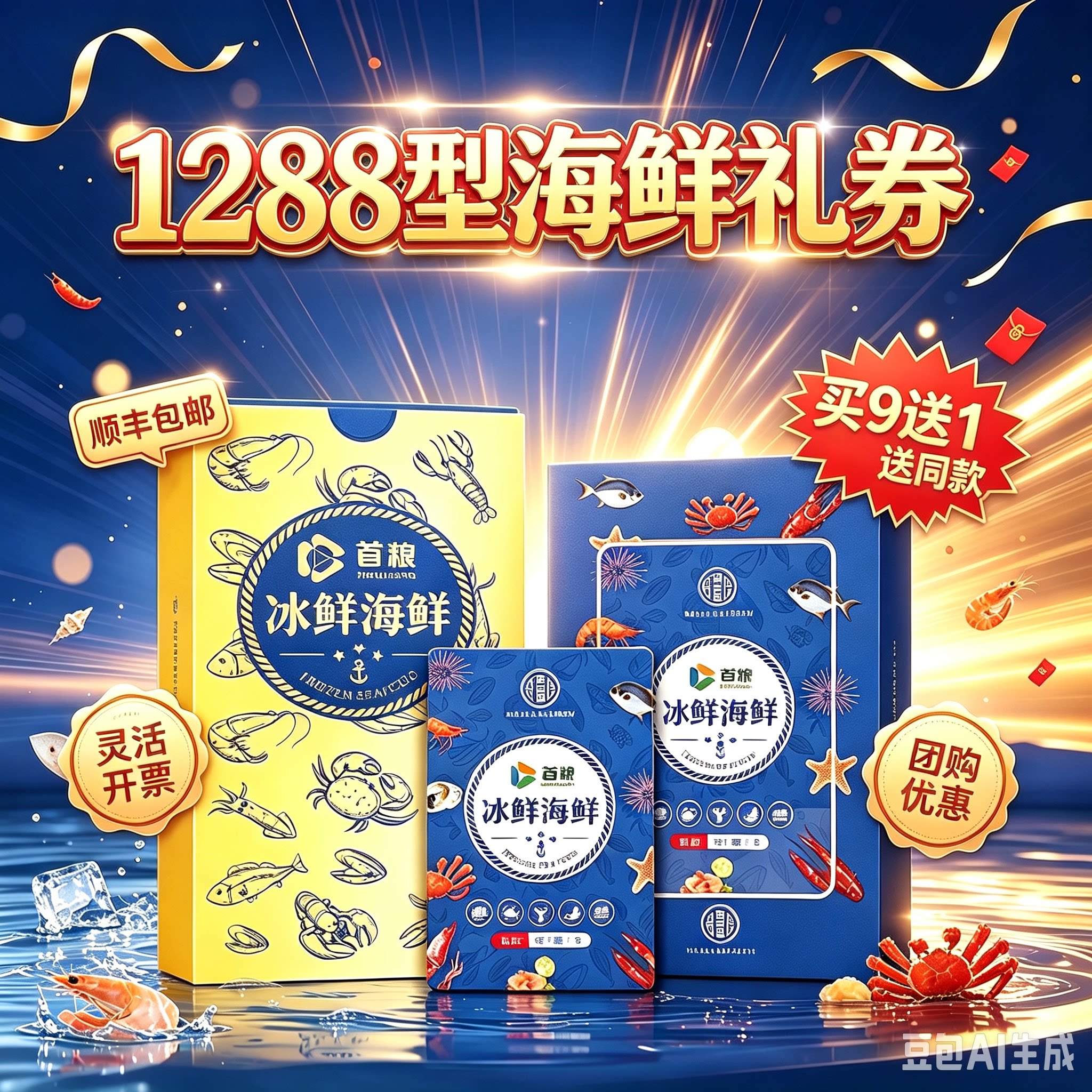 礼券海鲜礼品卡提货券1288型水产品组合中秋节大礼包购物卡自选册