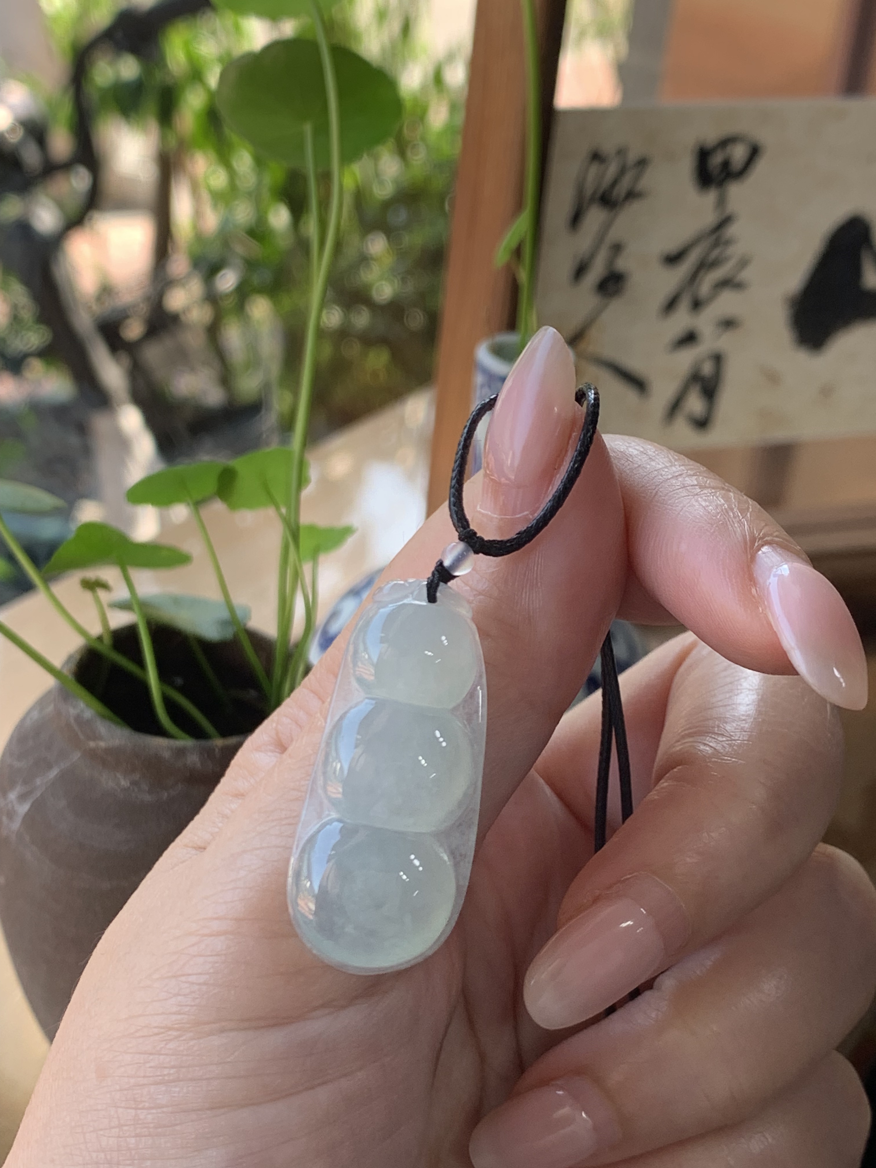 冰种通透晴绿水底翡翠吊坠天然a货飘花大福豆挂件男女款缅甸玉坠