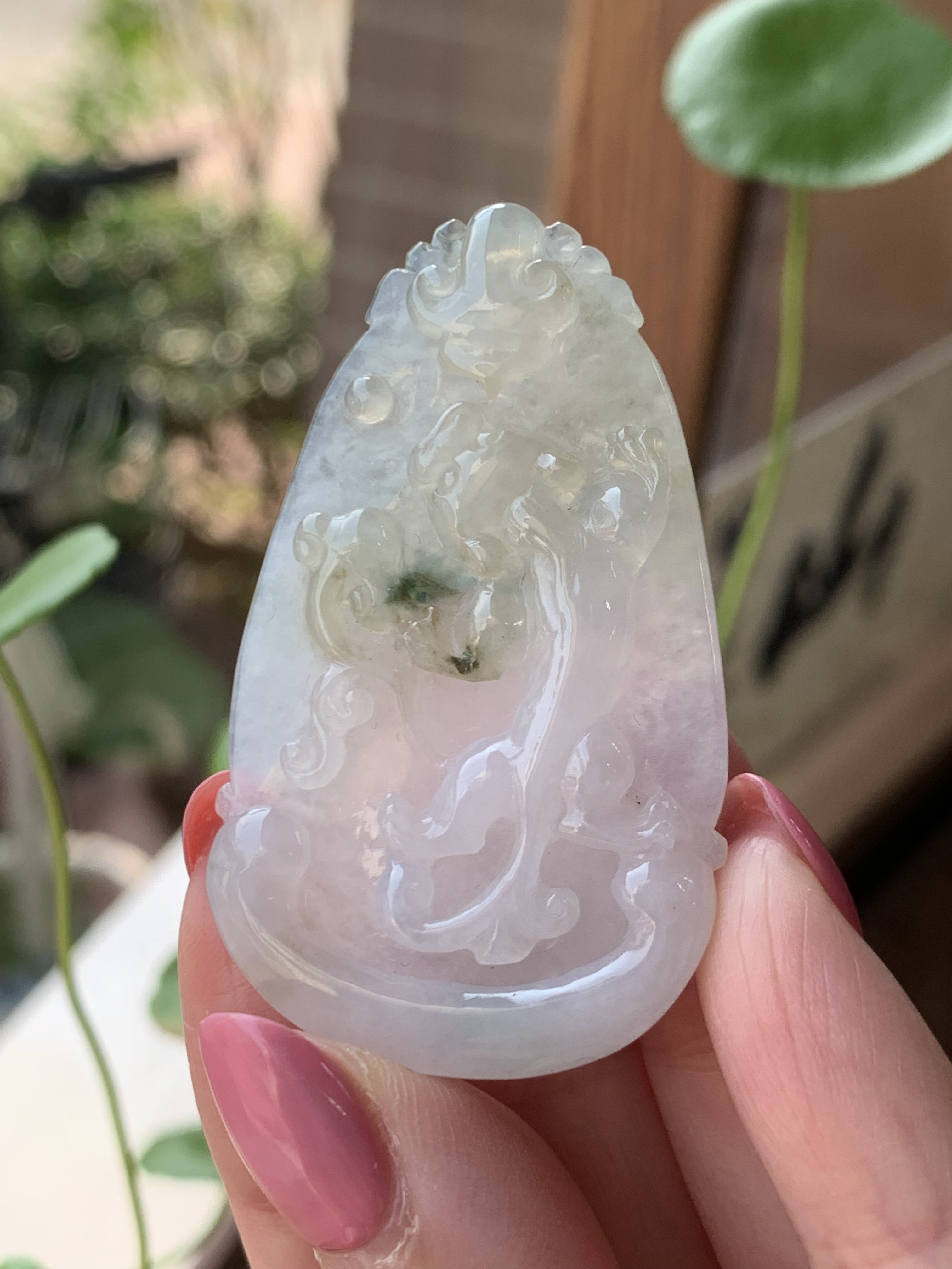 老坑冰糯种天然缅甸a货翡翠飘花龙纹吊坠男女款有证书保真