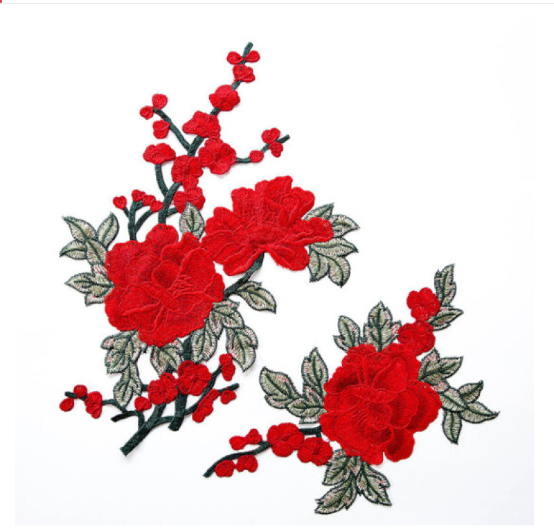 大号刺绣花朵布贴花图案旗袍红色小贴花衣服丁贴装饰辅料贴布104
