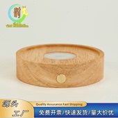 实木圆形弧形LED发光底座充电款 小夜灯 灯光护眼杯垫香薰氛围灯座