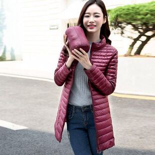 修身中长款冬装轻薄大码跨境女款立领秋冬新款韩版大码羽绒服外套