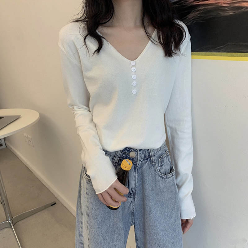 수유 상의 봄 가을 패셔너블한 하의 셔츠 더욱 하얗고 날씬해 보이는 산후 모유 브이넥 패셔너블한 엄마 스타일 수유 티셔츠