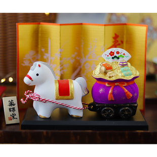 现货正品日本进口药师窑2026马年宝车招福开运摆件马摆件新年礼物