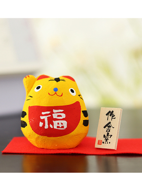 作舍窑陶土招福日式摆件手捏礼物