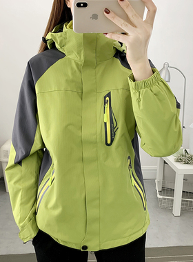 户外冲锋衣女三合一可拆卸两件套加绒加厚男工作服外套定制印logo