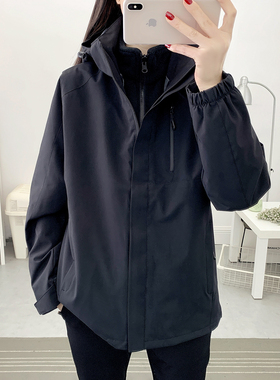 冲锋衣女三合一可拆卸男冬厚防风保暖工作服户外两件套定制印logo