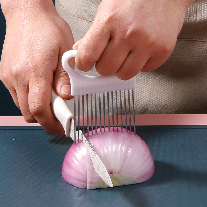 切洋葱固定工具嫩肉松肉针不锈钢柠檬切片器固定针切蔬果辅助神器