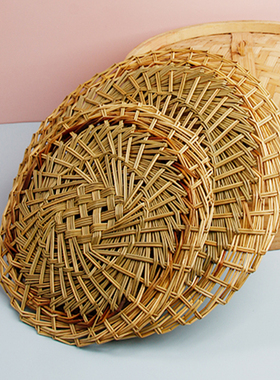 蒸小笼包的草垫子不粘圆形手编加密蒸笼垫草编蒸包子馒头手工编织