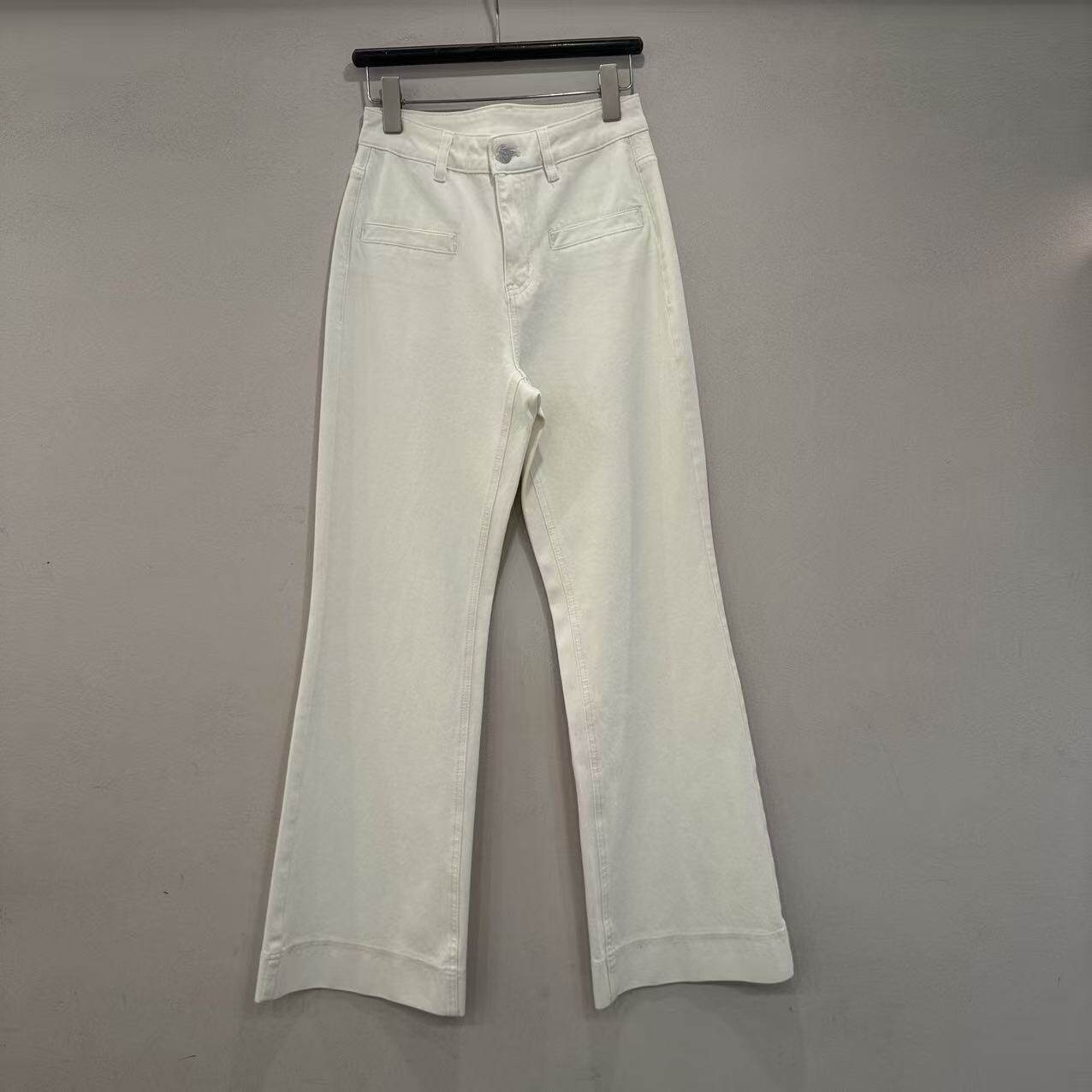 欧洲站2026春季新款欧货一字口袋显瘦微喇裤百搭休闲牛仔裤女6602