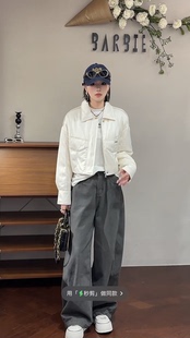 欧洲站2025冬新时尚翻领拉链宽松保暖显瘦短款铜氨羽绒服女95037