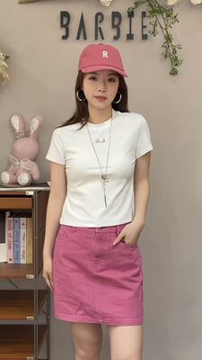 欧洲站2026春新款欧货简约圆领金属标修身显瘦百搭短袖T恤女15036