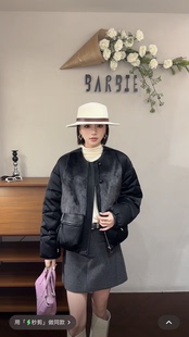 欧洲站2025冬新时尚圆领拼接水貂毛皮草高端外套羽绒服外套女5055