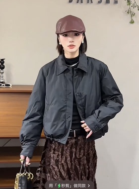 欧洲站2025冬新时尚翻领单排扣宽松显瘦百搭短款羽绒服外套36592