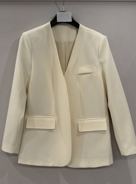 欧洲站2026春季新款欧货时尚V领一粒扣宽松显瘦中长款西装外套284