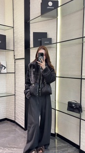 欧洲站2025冬新时尚立领拼接毛毛洋气贵气保暖羽绒服外套女潮