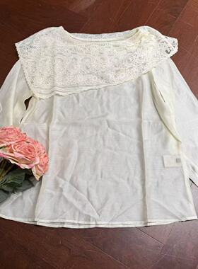 欧洲站2026新款欧货高品质蕾丝拼接一字肩显瘦洋气减龄上衣19801