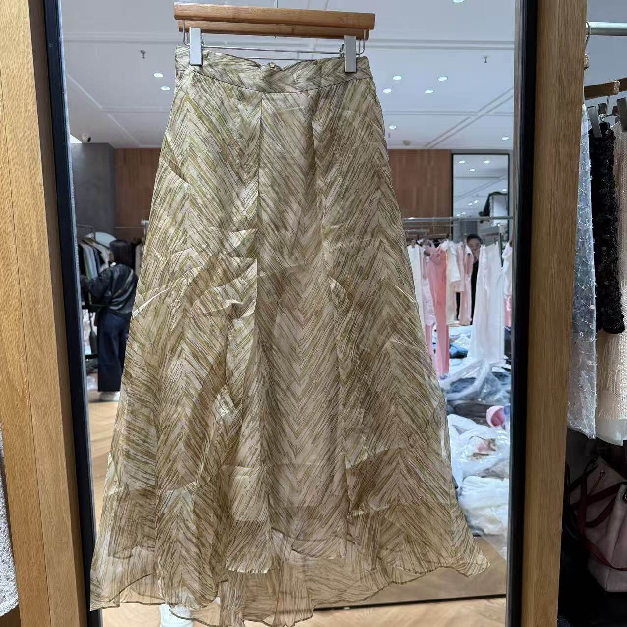 欧洲站2026新款复古怀旧高腰遮肉鱼骨纹气质款垂坠A字半身裙Y614