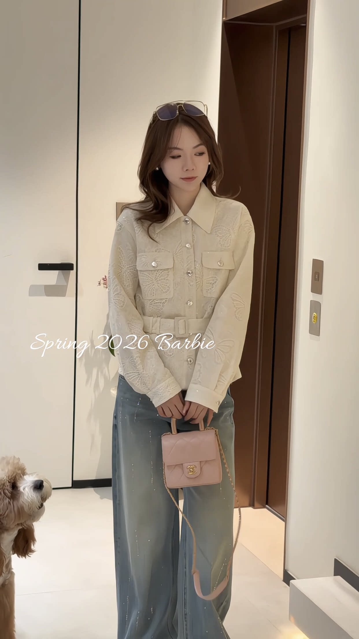 欧洲站2026春季新款欧货翻领双口袋系腰带韩版短外套上衣35281