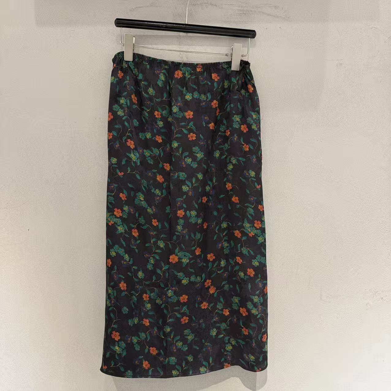 欧洲站2026夏新款欧货时尚春意盎然松紧腰香云纱碎花半身裙女4008