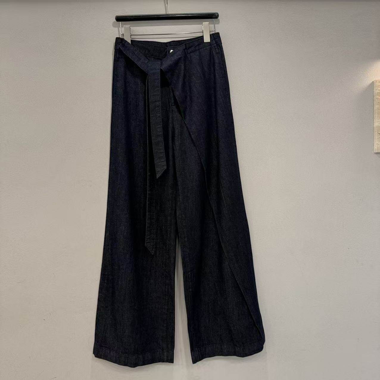 欧洲站2026春季新款欧货绑带屁帘设计感宽松显瘦百搭牛仔裤33683