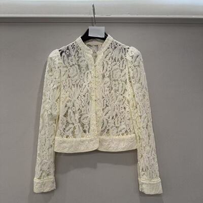 欧洲站2026春季新款欧货正肩单排扣蕾丝镂空洋气百搭短外套00758