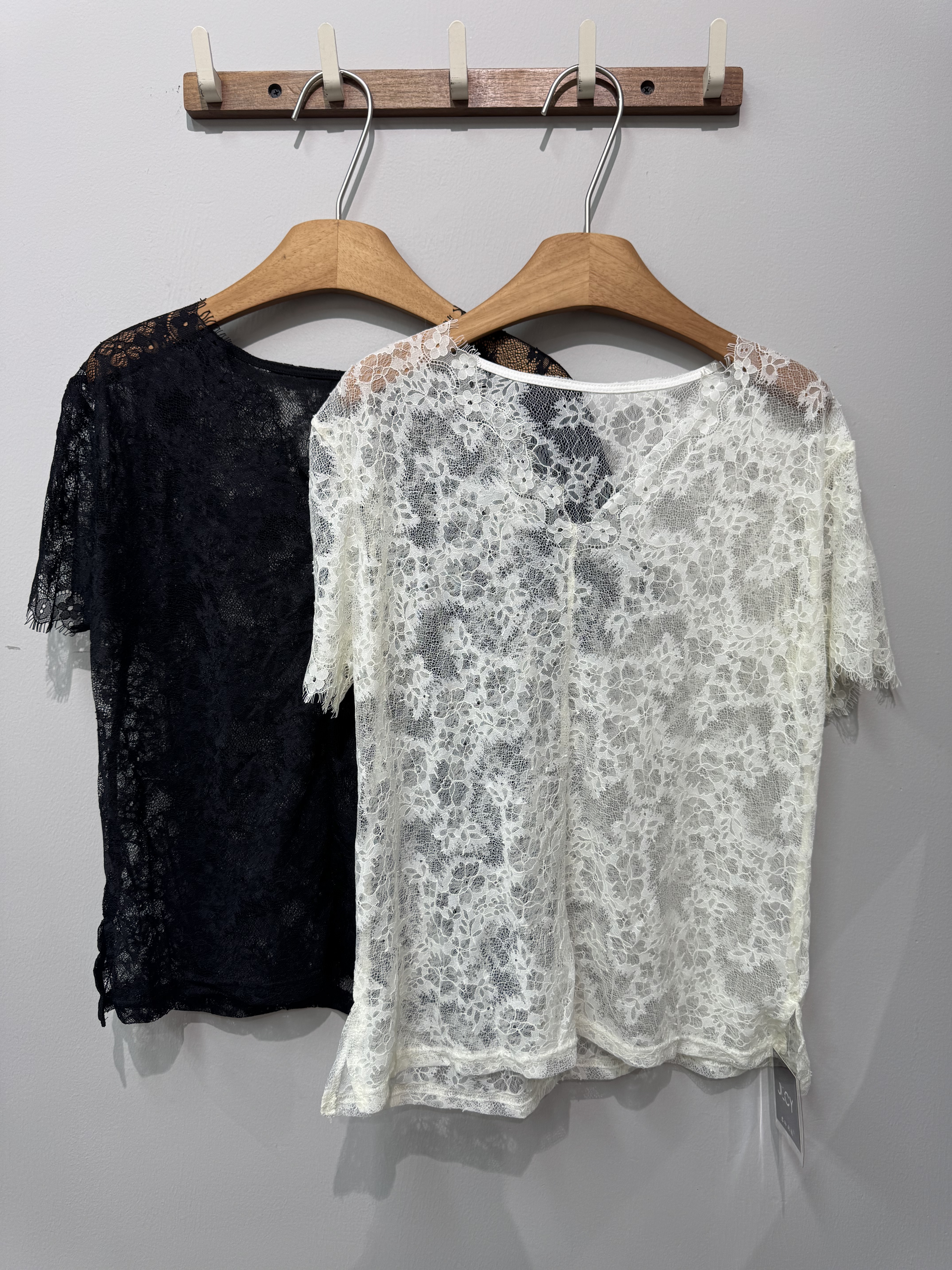 欧洲站2026夏季新款欧货圆领蕾丝刺绣透视感时尚性感短袖T恤女