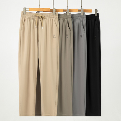 定作夏季新款安塔条速干裤高腰系绳休闲运动男裤宽松弹力九分卫裤