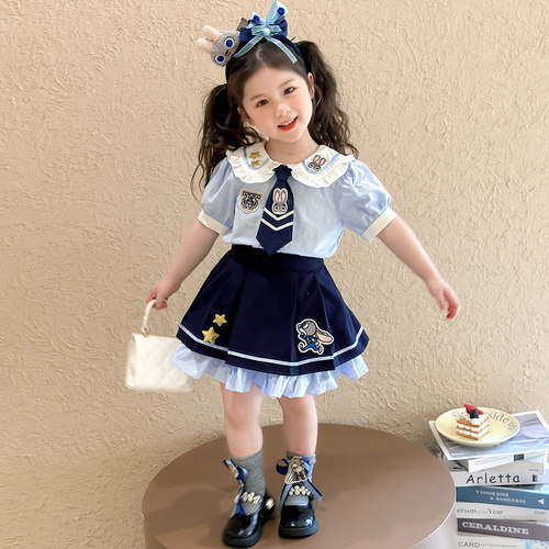 超好看兔子警官儿童衣服女童套装